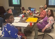 Some CHOIR Creatives Club members gathered to paint and sculpt together, some at the Bedford VA Medical Center and others at the Boston location (shown digitally joining on the laptop screen).